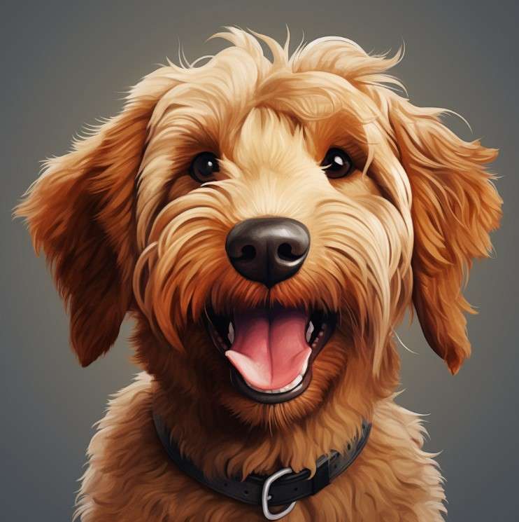 Illustration of a Goldendoodle by Lakeshore Doodles.