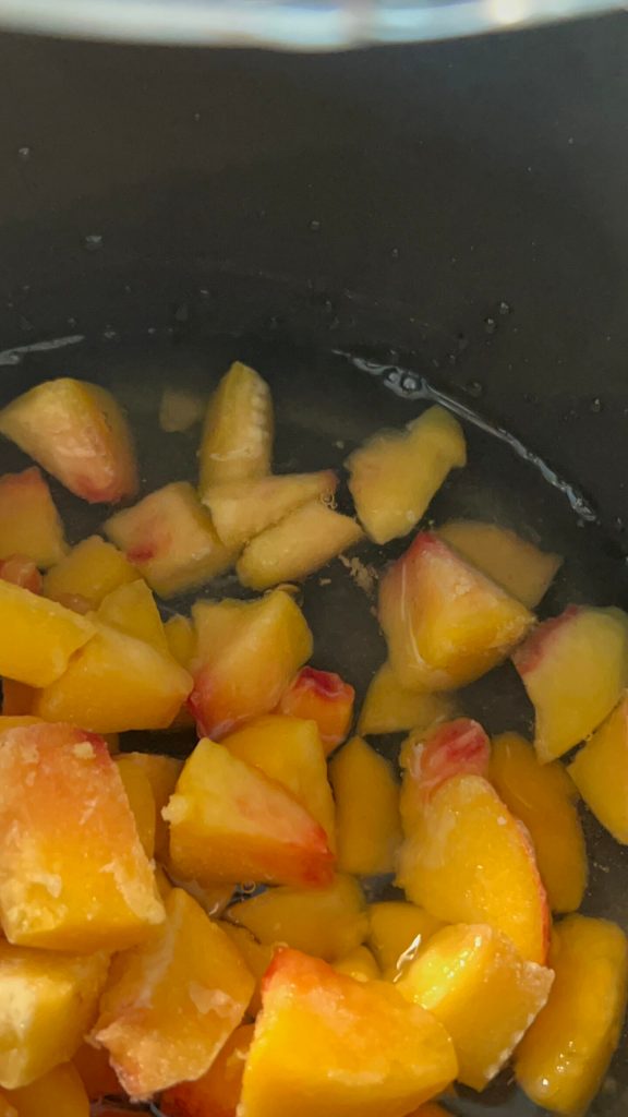 Frozen Peaches in the saucepane