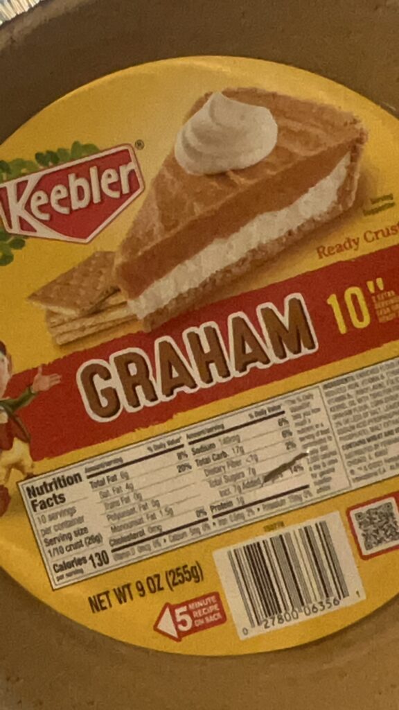 Keebler Graham cracker crust with butter and vanilla. 