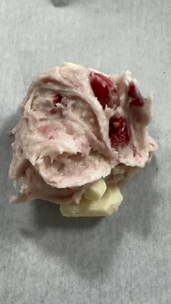 White Chocolate Cranberry Cookies into the oven 
