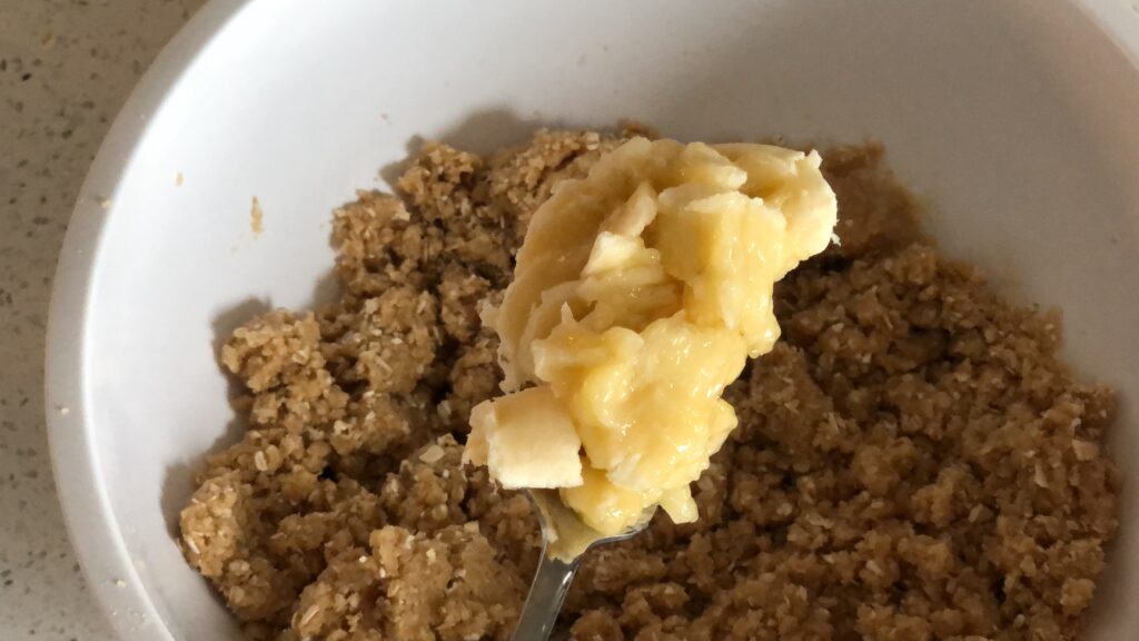 Add the bananas to the oatmeal batter