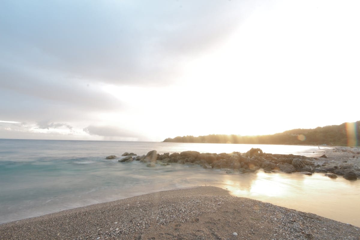 Private beach with Mountain view